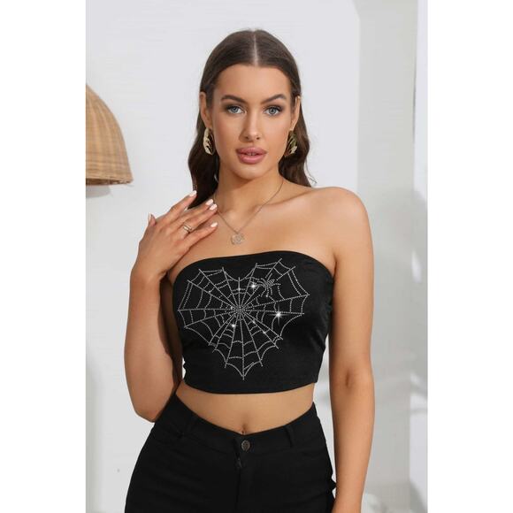 Heart Spider Web Graphic Tube Top - Picture 3 of 5
